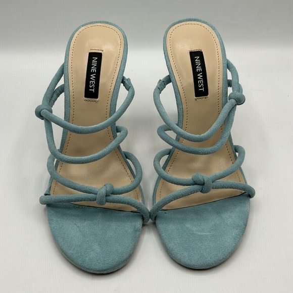 Nine West Light Blue Suede Strappy Slip On Heels Size 5.5 New with tags! - Picture 2 of 9